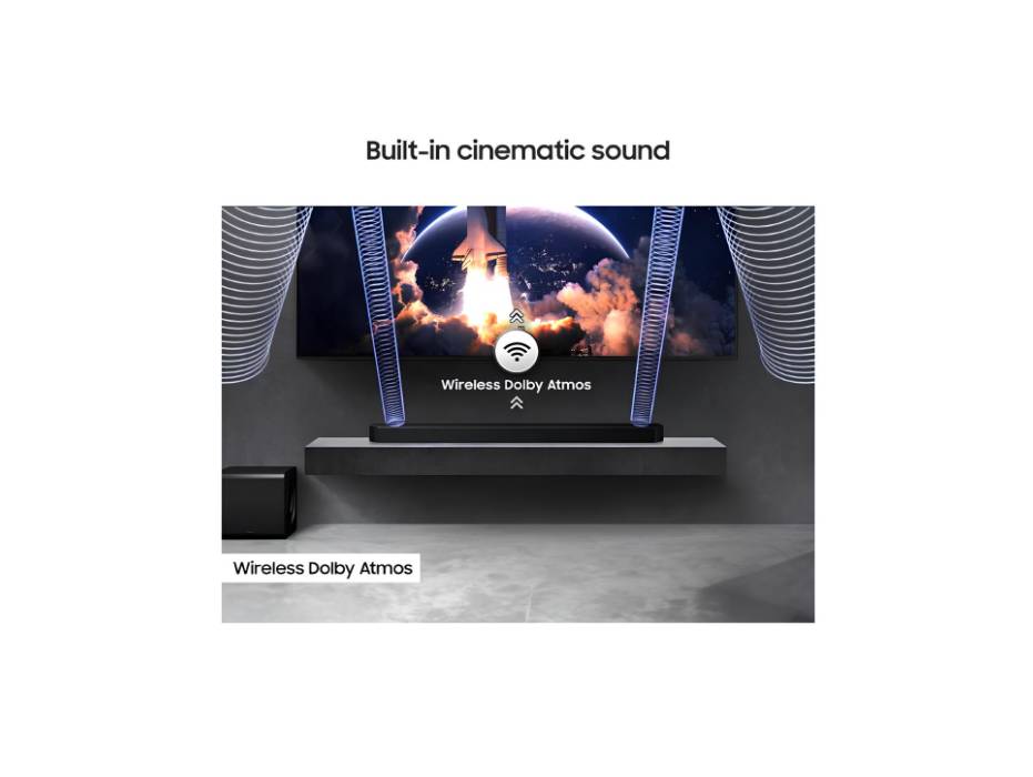 Samsung Q-series Soundbar, Q800F, 5.1.2 ch, Subwoofer, True 5.1.2ch Full Surround, Wireless Dolby Atmos, Q-Symphony, SpaceFit Sound Pro, HW-Q800F/ZN