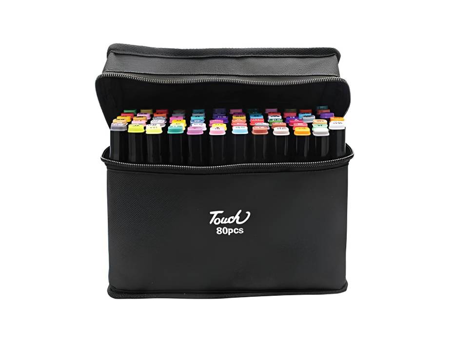 Touch Graphic Professional Design Art Twin Tip Marker Pen, with Bag, 80 Colors