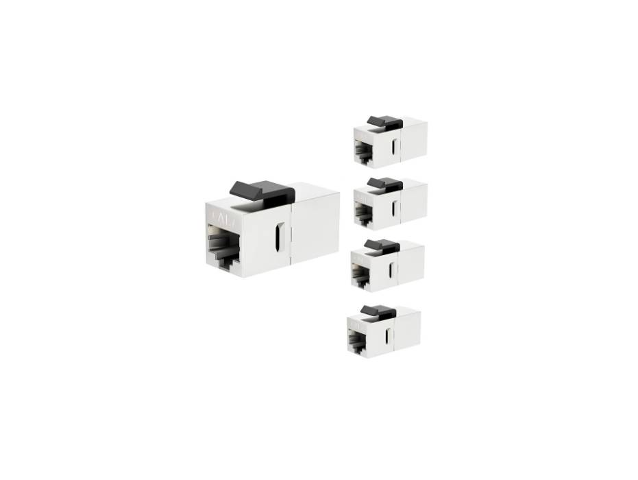Kastwave CAT7 Coupler, RJ45, Keystone Shielded Coupler, Ethernet Coupler, Female to Female Keystone Jack, STP Keystone Insert for Cat7/Cat6a/Cat6/Cat5e Cables - Pack of 5