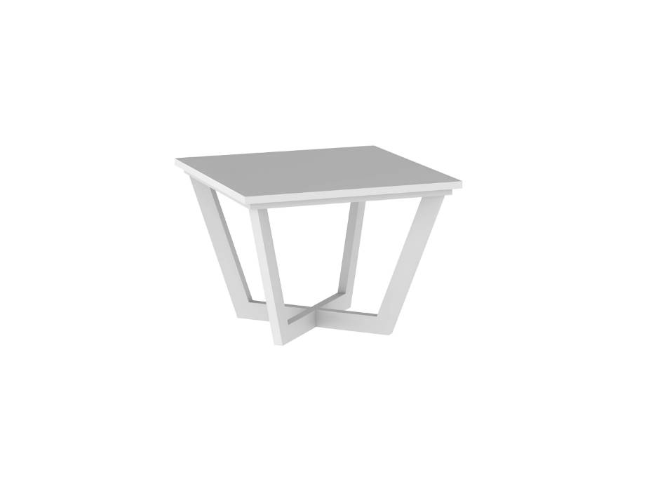 RIGID Contempo Coffee Table, Modern Square Center Table for Living Room Home Office Furniture (60x60x45 cm) White Top and White Base