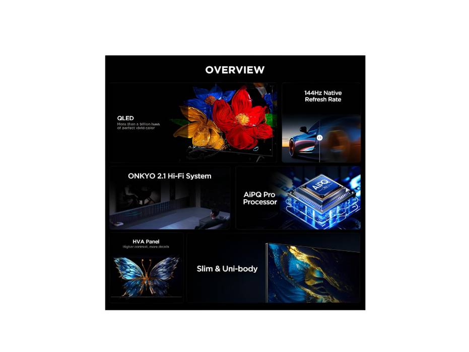 TCL 75T8C 75 Inch Smart TV 4K QLED Colorful Quantum Crystal HDR 10+ Gaming Google TV, 144Hz Native Refresh Rate, ONKYO 2.1 Hi-Fi, Dolby Atmos, DTS Virtual X, MEMC, Game Master