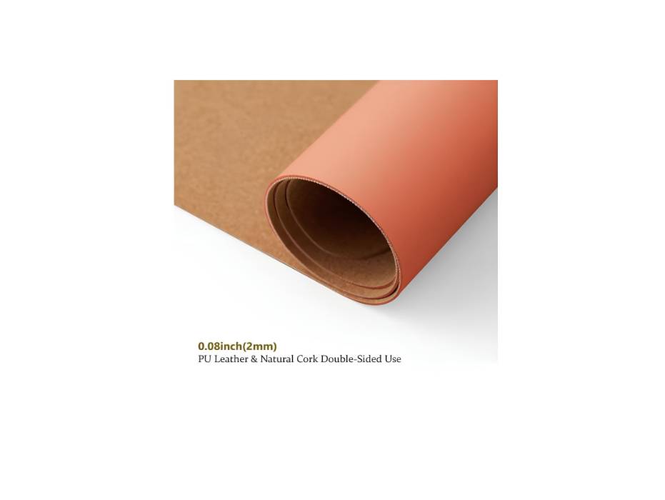 Large Desk Pad, Non-Slip PU Leather Desk Mouse Pad Waterproof Desk Pad Protector, 31.5'' x 15.75'' (Orange & Cork)