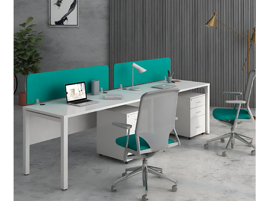 OXO - Cluster of 2 Single Line WorkStation with Mobile Pedestal 3Drawer Size: 140 x 70 x 75cm