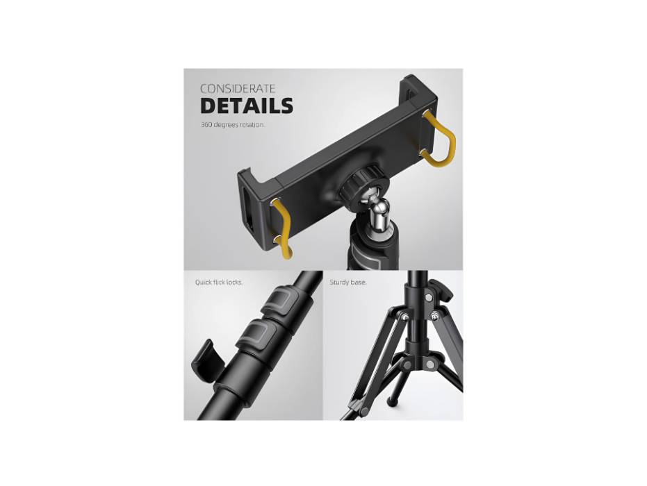 Lamicall Tablet Floor Tripod Stand - Tablet Holder Mount with Adjustable Height for Stream/Watching, for 4.7-13" Tablet and Cellphone