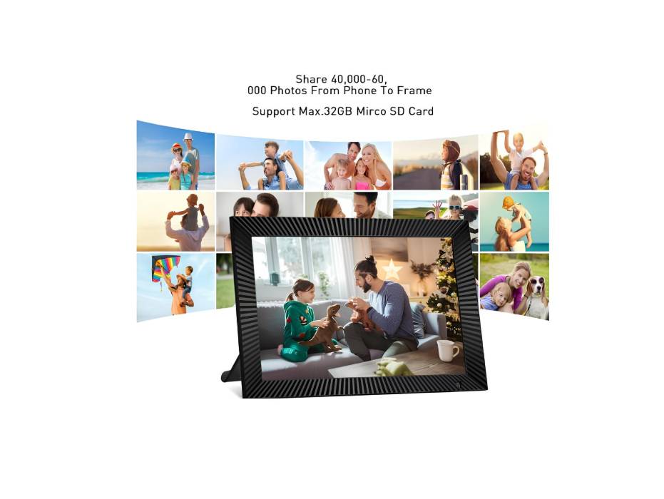 PINREK Frameo 10.1 Inch WiFi Digital Photo Frame - 32GB Storage, 1280x800 HD IPS Touch Screen, for Instant Photo/Video Sharing via App