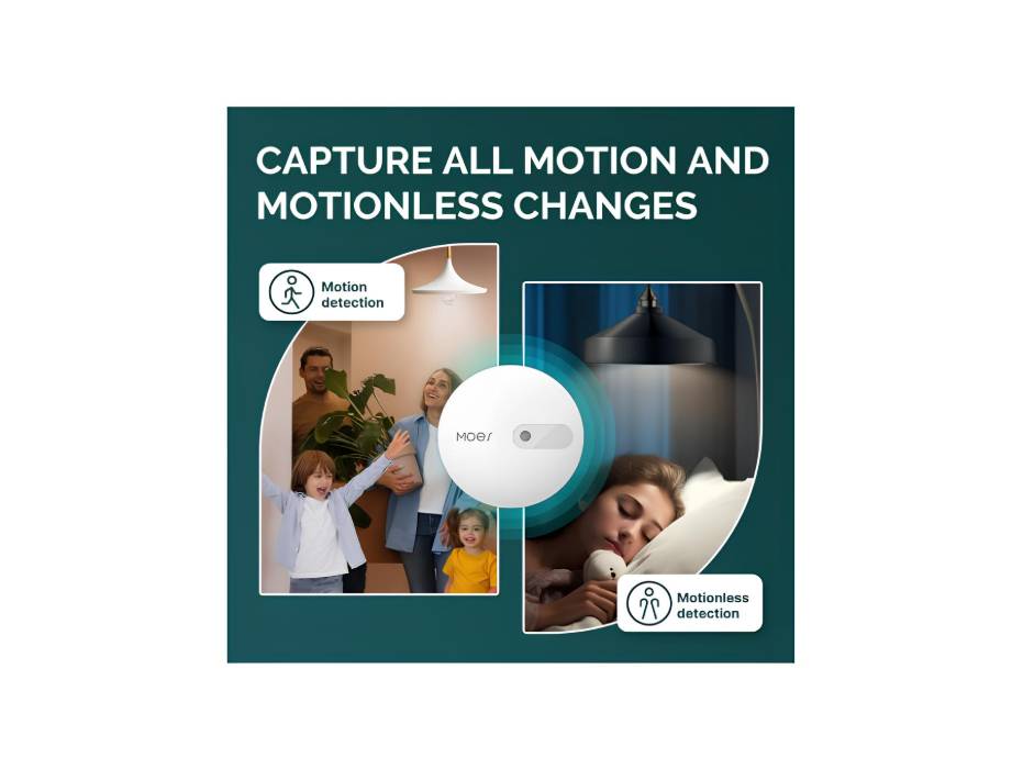MOES ZigBee Human Presence Sensor, Equipped with 24GHz Industrial Grade Millimeter Wave Radar and Wide Temperature Operation, USB Powered, Requires (MOES ZigBee Hub)
