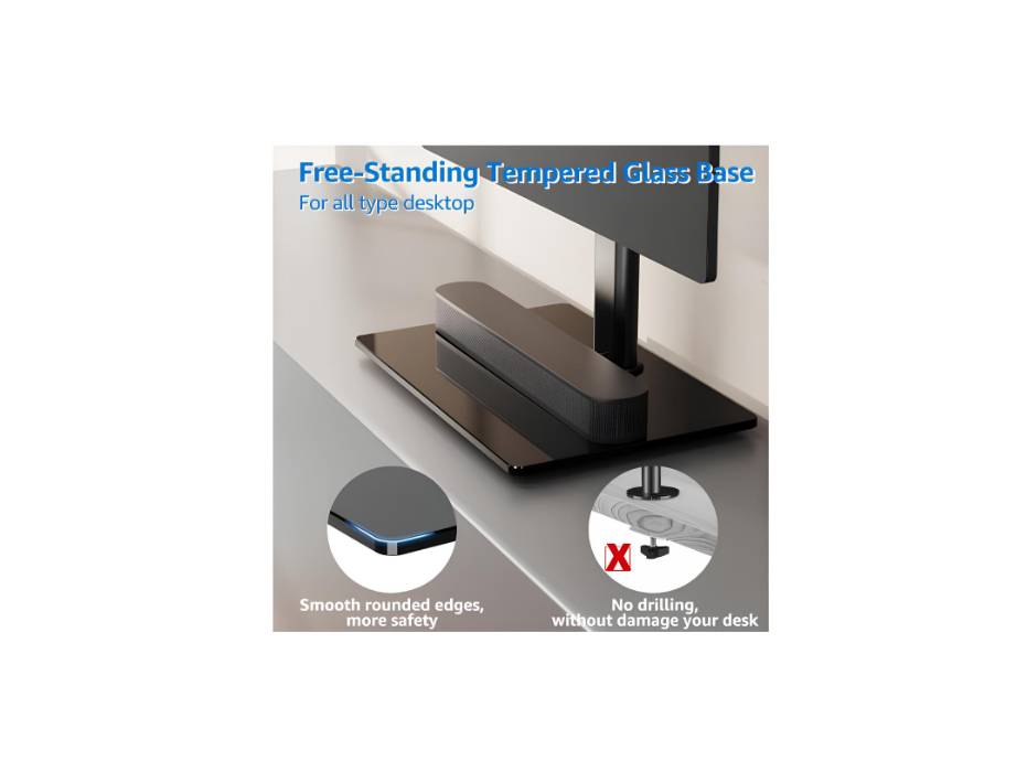 MOUNTUP Vertical Dual Monitor Stand, Stack Two Screens up to 32 inches, 33 Lbs, Free-Standing Monitor Desk Mount, Monitor Riser with Swivel, Tilt, Height Adjustable