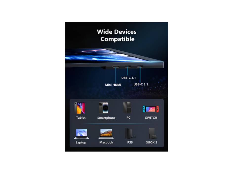 MagicRaven Portable Gaming Monitor, 18" 2.5K 144Hz Laptop Monitor, Dual USB C HDMI Second Computer Screen, VESA Gaming Display with Speakers