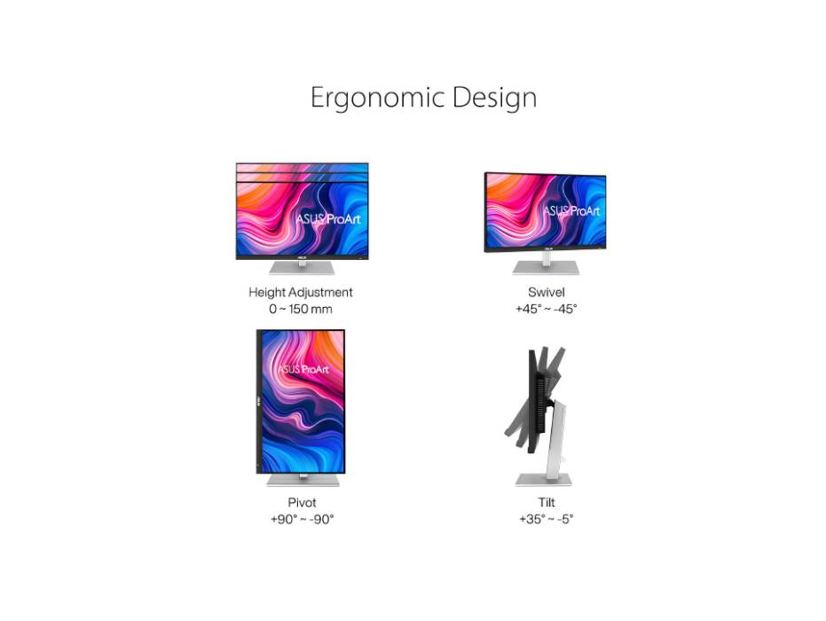 ASUS ProArt Display PA279CV 27” 4K UHD Professional Monitor - IPS, 100% sRGB, Color Accuracy, USB-C with 65W Power Delivery, Ergonomic Stand