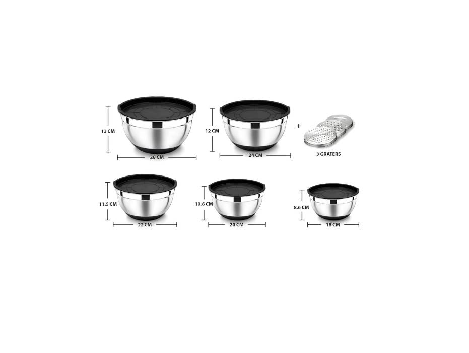 14-Pc Stainless Steel Mixing Bowls With Airtight Lids