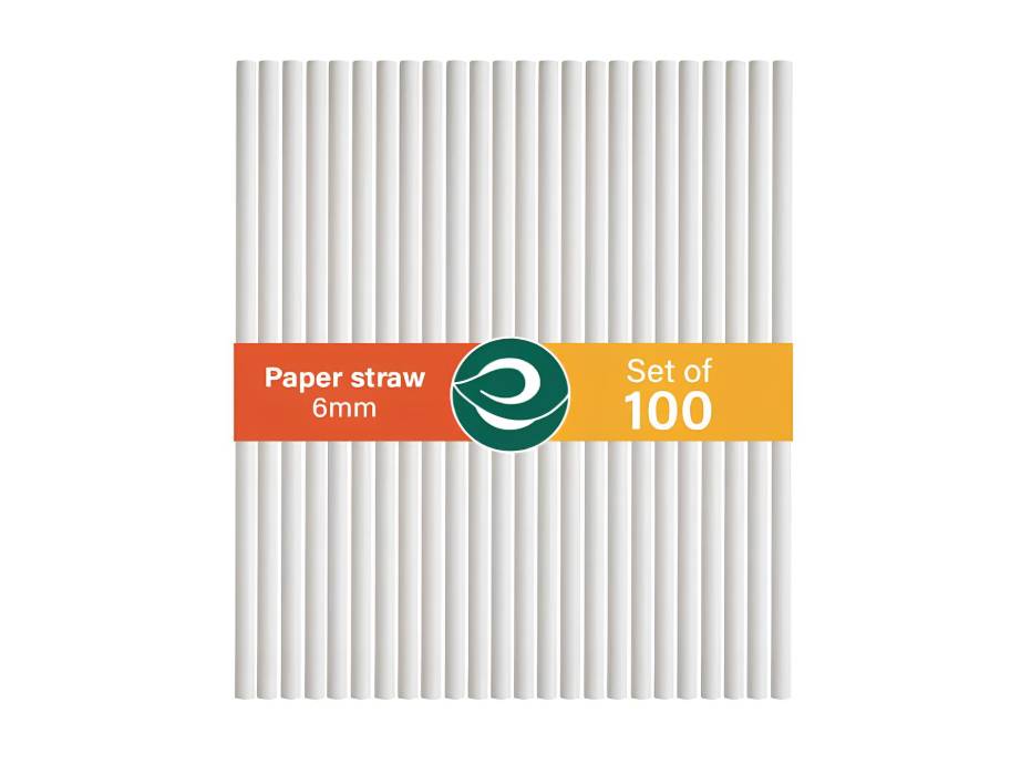 ECO SOUL 6 mm, 100 Count] Biodegradable Paper Straws Eco-Friendly Compostable Sustainable Disposable Drinking Straws