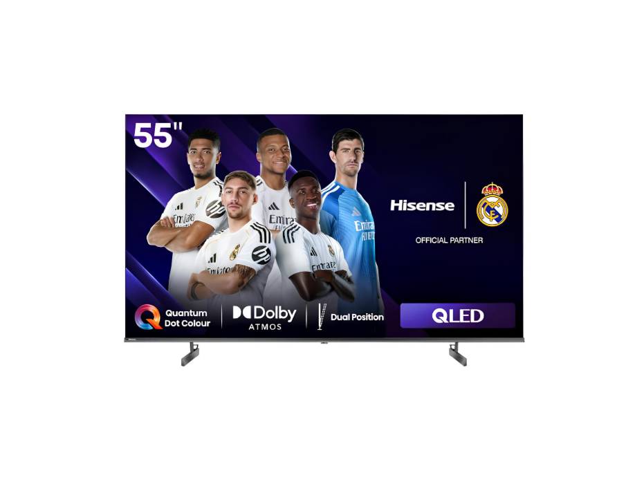 Hisense 55 inch QLED Smart TV E7N-Quantum Dot Colour, AI Picture, Dolby Vision, Dolby Atmos, Share to TV, Voice Control, Filmmaker Mode, Youtube, Netflix, Disney+ and Shahid, 55E7N