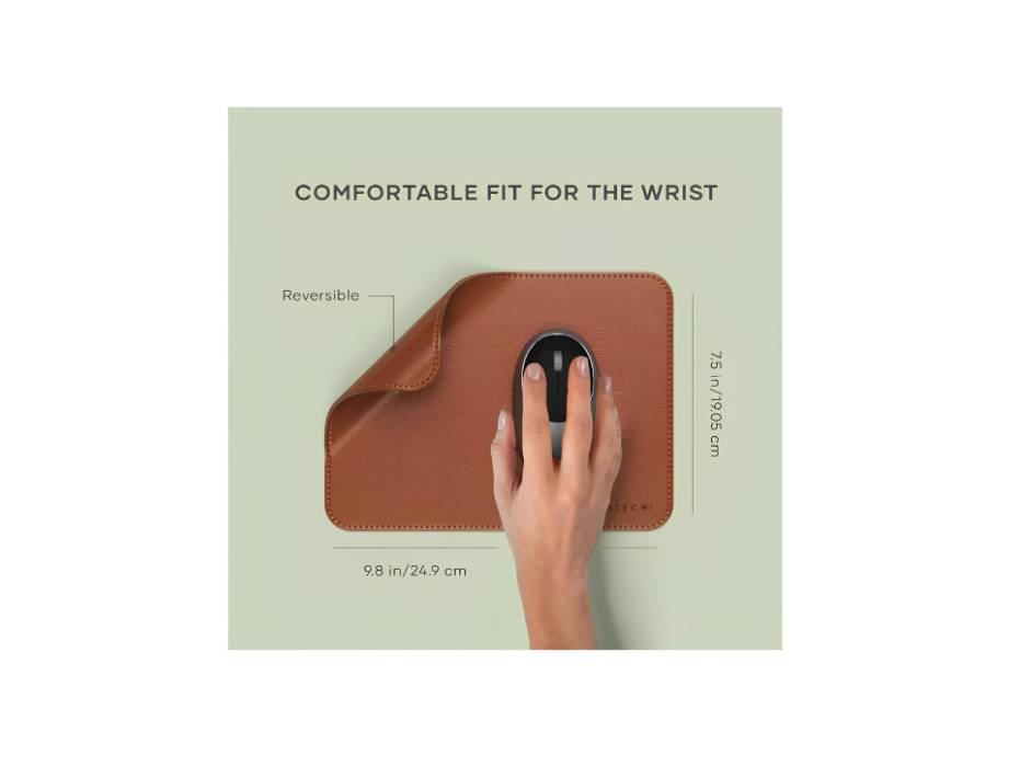 Satechi Vegan Leather Mouse Pad - Scratch and Water Resistant, 24.9 cm x 19.05 cm x 0.36 cm - Brown