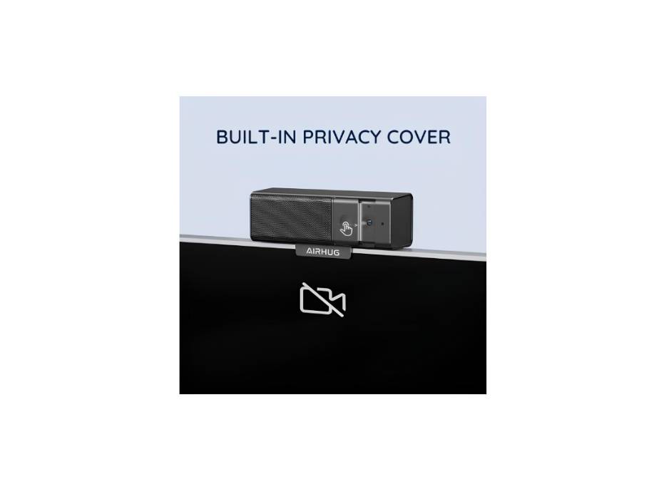 AIRHUG 3 in 1 Webcam - 1080P Webcam with Microphone and Speaker, USB Webcam with Privacy Cover