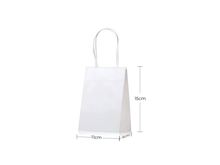 White Kraft Paper Bags with Handles, 15 x 11 x 6 cm - Pack of 24