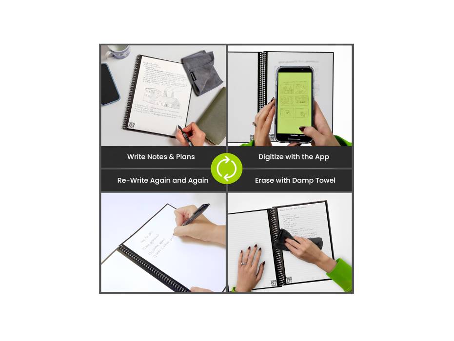 Rocketbook Smart Reusable Notebook - Lined Eco-Friendly Notebook with 1 Pilot Frixion Pen & 1 Microfiber Cloth Included - Flow State Cover, Letter Size (8.5" x 11")