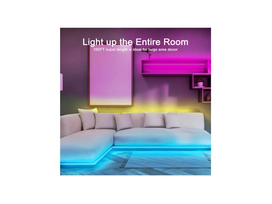 Cozylady LED Light Strip 30m Cozylady Smart Bluetooth LED Light RGB Music Sync Rope Light Controlled by APP and Remote