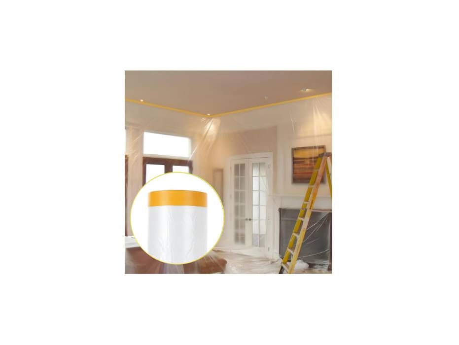 Pre-Taped and Plastic Drape Masking Film, 2.1m x 20m Roll