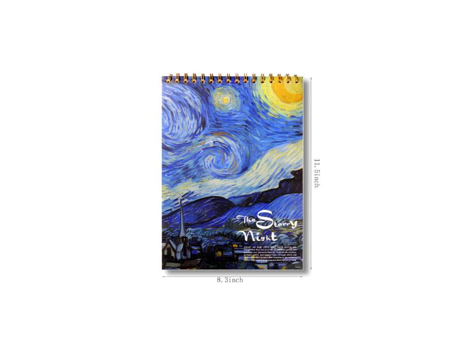 A4 Sketch Book, Top Spiral Bound Sketch Pad, 1 Pack 60-Sheets (68lb/100gsm) Acid Free Art Sketchbook (Starry Sky)