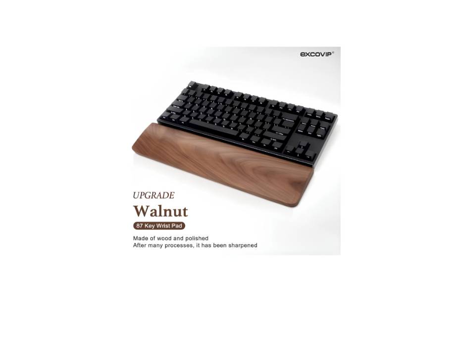 EXCOVIP Keyboard Wooden Wrist Rest, Ergonomic Wrist Pad Support (36x8cm) Walnut Wood