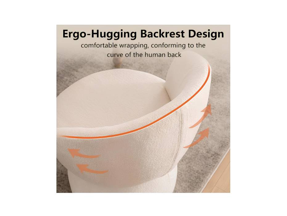 YOUTASTE Extra Wide Swivel Dining Chair Mid Century Modern Armless Comfy Accent Chair  Set of 1, Cream White