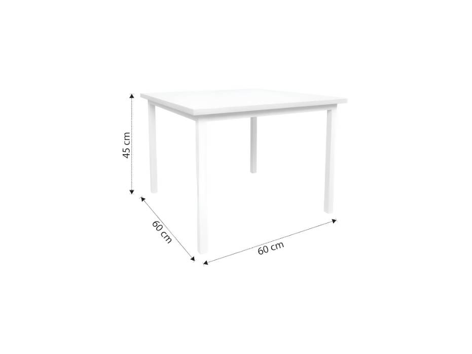 RIGID Minimalist Coffee Table | Modern Center Table Compact Square Design for Living Room, Office, Lounge, Home Furniture, (White - 60D x 60W x 45H CM)