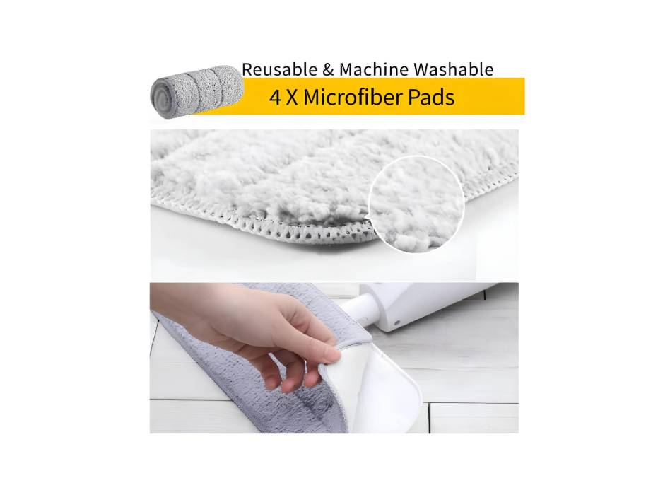 Portable Cleaning Mop with 350ml Water Tank Spray, 360° Rotation, and Microfiber Mop Refill Pads