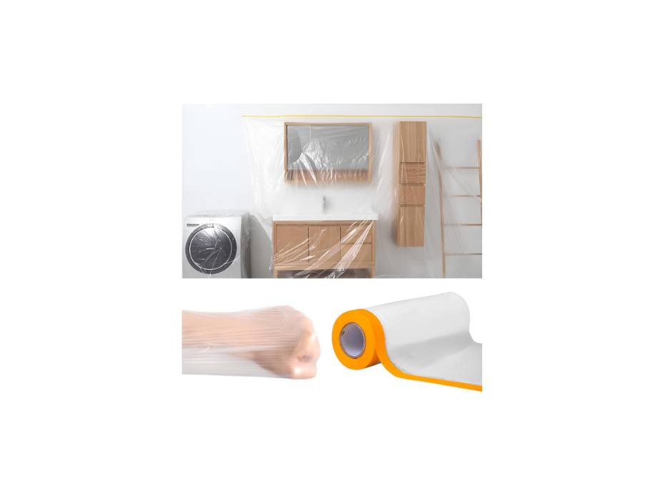 Pre-Taped and Plastic Drape Masking Film, 2.1m x 20m Roll