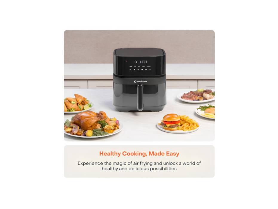 Nutricook Air Fryer 3 Vision, Clear Window, Internal Lights, 5.7L, Ceramic Coating, Air Fry, Roast, Bake, Dehydrate & Reheat, 6 Presets, 1700 Watts