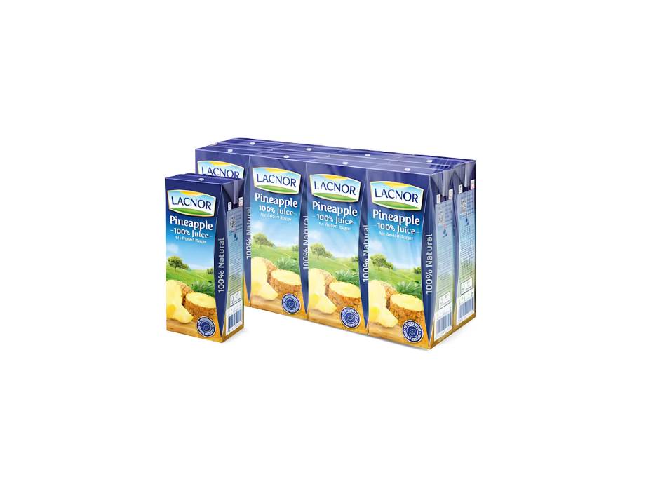 Lacnor Essentials Pineapple Juice 180ml - Pack of 8