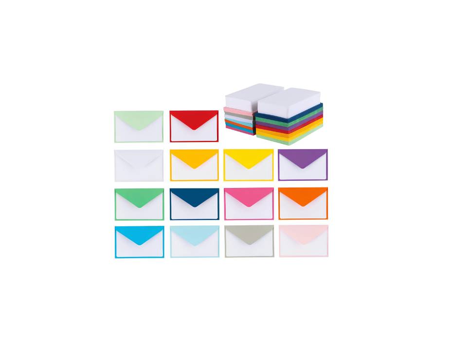 Colorful Mini Gift Cards Envelopes with White Blank Note 4"x 2.7" - Pack of 140