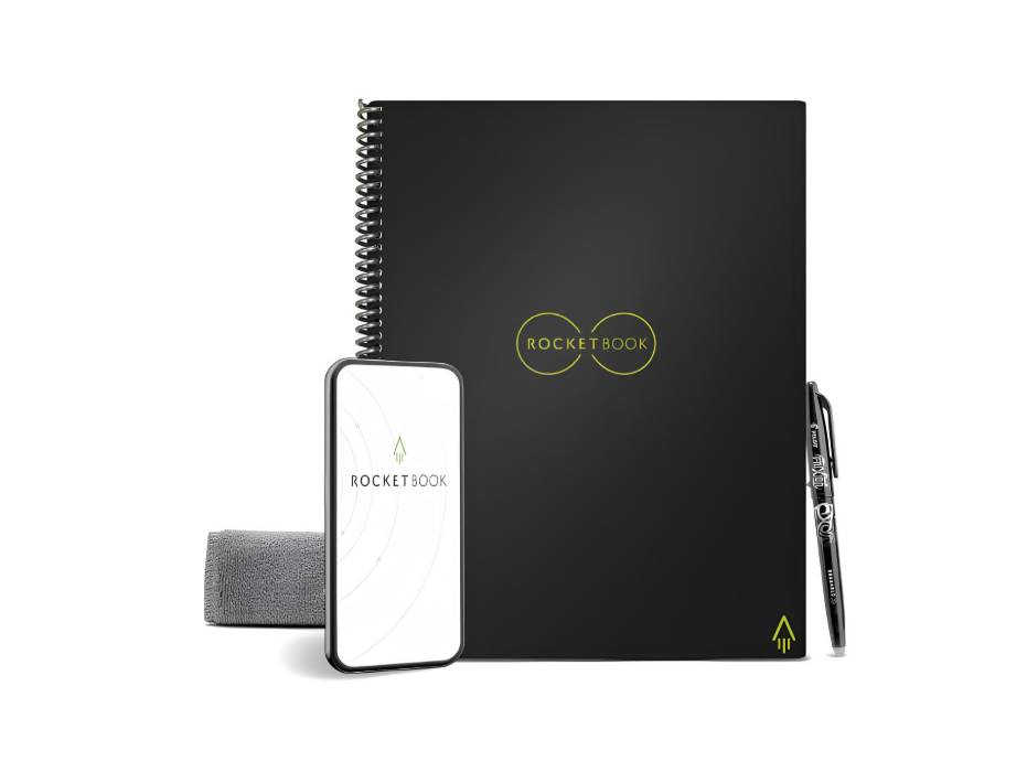 Rocketbook Smart REUsable Notebook - Dot-Grid Eco-Friendly Notebook With 1 Pilot Frixion Pen & 1 Microfiber Cloth Included - Infinity Black Cover, Letter Size (21.6 cm X 27.9 cm) (Evr-L-K-A)