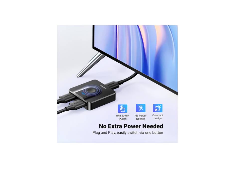 UGREEN 2 IN 1 OUT HDMI Switch, Bi-Directional HDMI Splitter, Easy Switch Selector Support 4K
