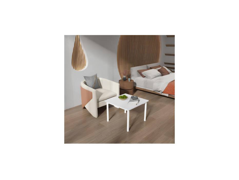 RIGID Minimalist Coffee Table | Modern Center Table Compact Square Design for Living Room, Office, Lounge, Home Furniture, (White - 60D x 60W x 45H CM)