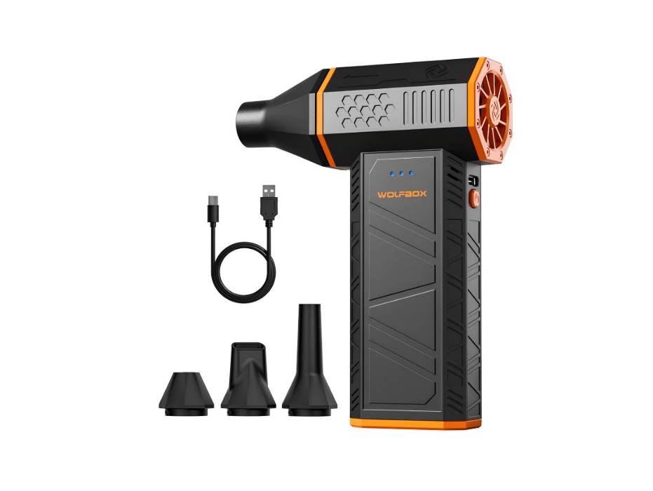 WOLFBOX Electric Air Duster MegaFlow 50 with 110000RPM, 3-Gear adjustable mini blower, Cordless, Fast charging, Suitable for Dust removal in computers, Keyboards, Cars, Houses and Outdoors