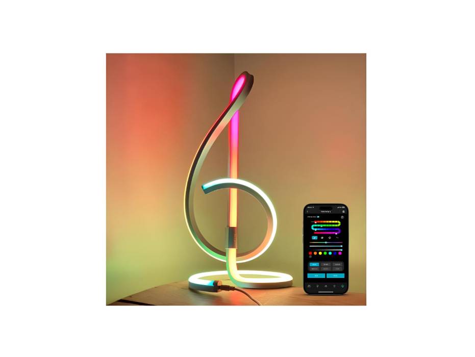 Lepro TB2 AI Table Lamp with Music Sync, Personalized AI Lighting Design, Voice Control, Works with Alexa & Google Assistant, Bluetooth & 2.4GHz WiFi
