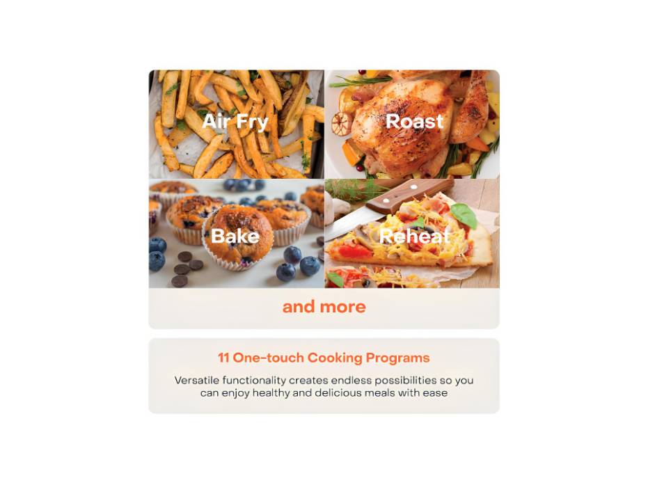 Nutricook Air Fryer 3 Vision, Clear Window, Internal Lights, 5.7L, Ceramic Coating, Air Fry, Roast, Bake, Dehydrate & Reheat, 6 Presets, 1700 Watts