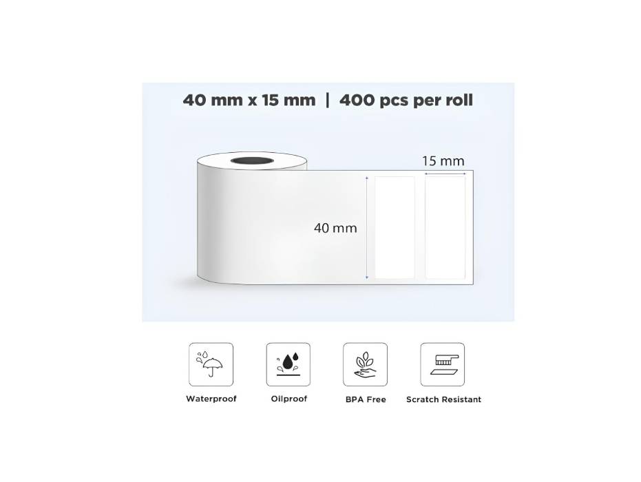 SUPVAN T50M Pro/Plus Label Tape, Thermal Multi-Purpose Labels, 1.57 in x 0.59 in, 400 Labels/Roll - White