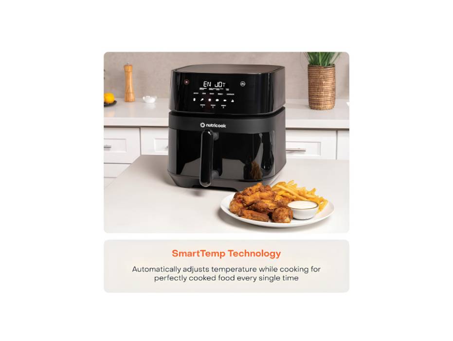 Nutricook Air Fryer 3 Vision, Clear Window, Internal Lights, 5.7L, Ceramic Coating, Air Fry, Roast, Bake, Dehydrate & Reheat, 6 Presets, 1700 Watts
