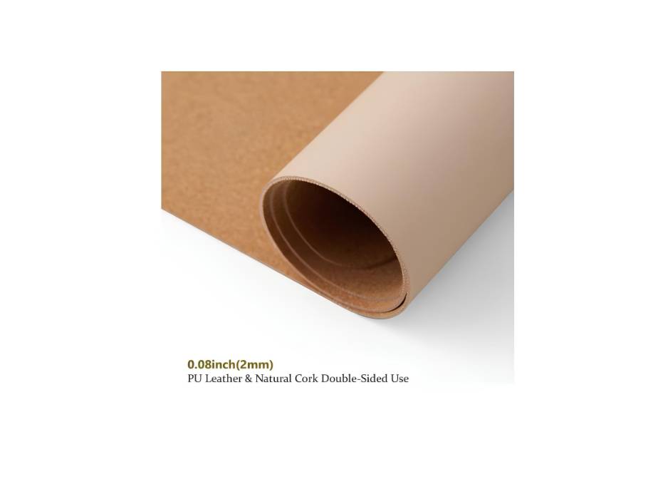 Large Desk Pad, Non-Slip PU Leather Desk Mouse Pad Waterproof Desk Pad Protector, 31.5'' x 15.75'' (Apricot & Cork)