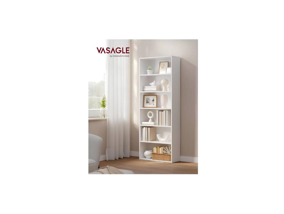 VASAGLE Bookshelf, 6-Tier Bookcase, Storage Shelving Unit, Display Shelf with Open Compartments, Adjustable Storage Shelves