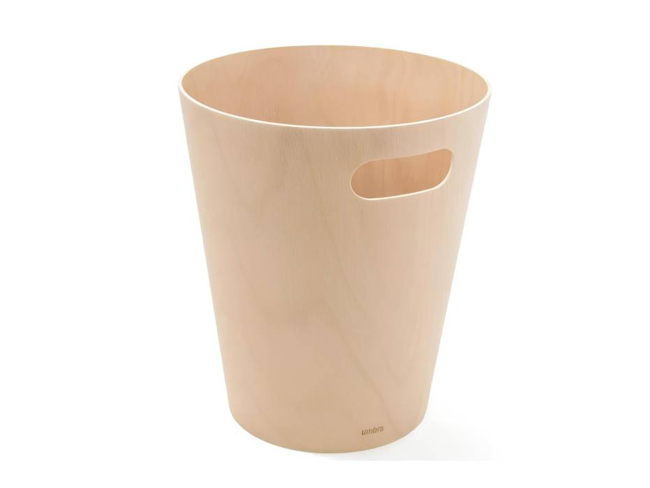 Umbra Woodrow, 2 Gallon Modern Wooden Trash Can Wastebasket for Home and Office, Natural