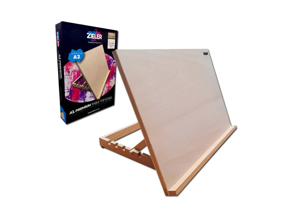 Zieler A2 Premium Adjustable Table Top Art Easel, Made from Beech wood