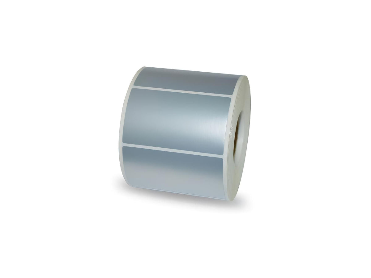Polyethylene Synthetic Metallic Silver Labels, 50 X 25mm,40mm core,1000 ...