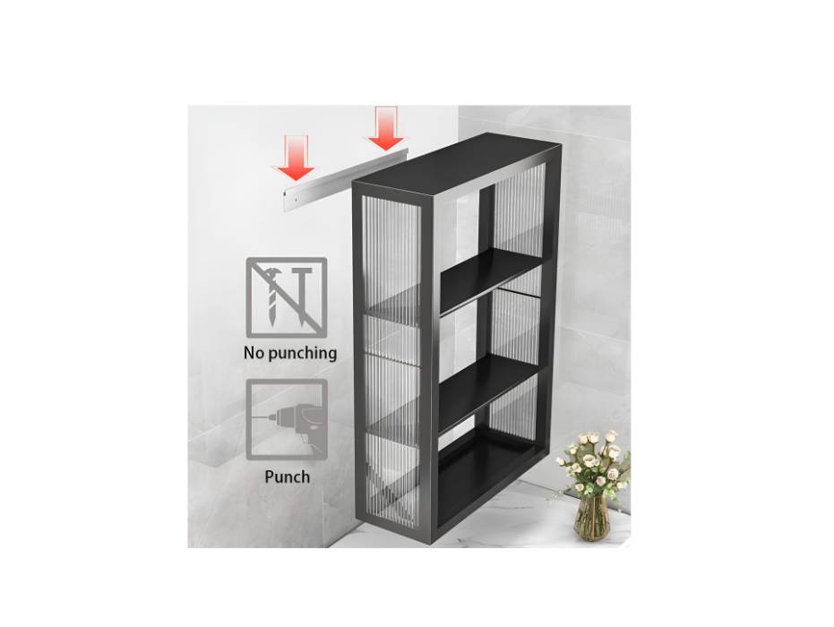 3 Tier Shelf Wall Mounted Storage Cabinet with Clear Doors