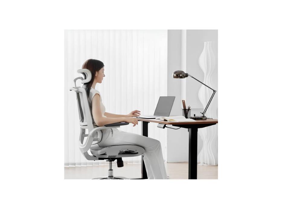M59AS-M301 Ergonomic Office Chair, Upgrade the large cushions, Breathable Mesh Desk Chair with Dual Back Design, Swivel Task Chair, Adjustable Height (Grey)