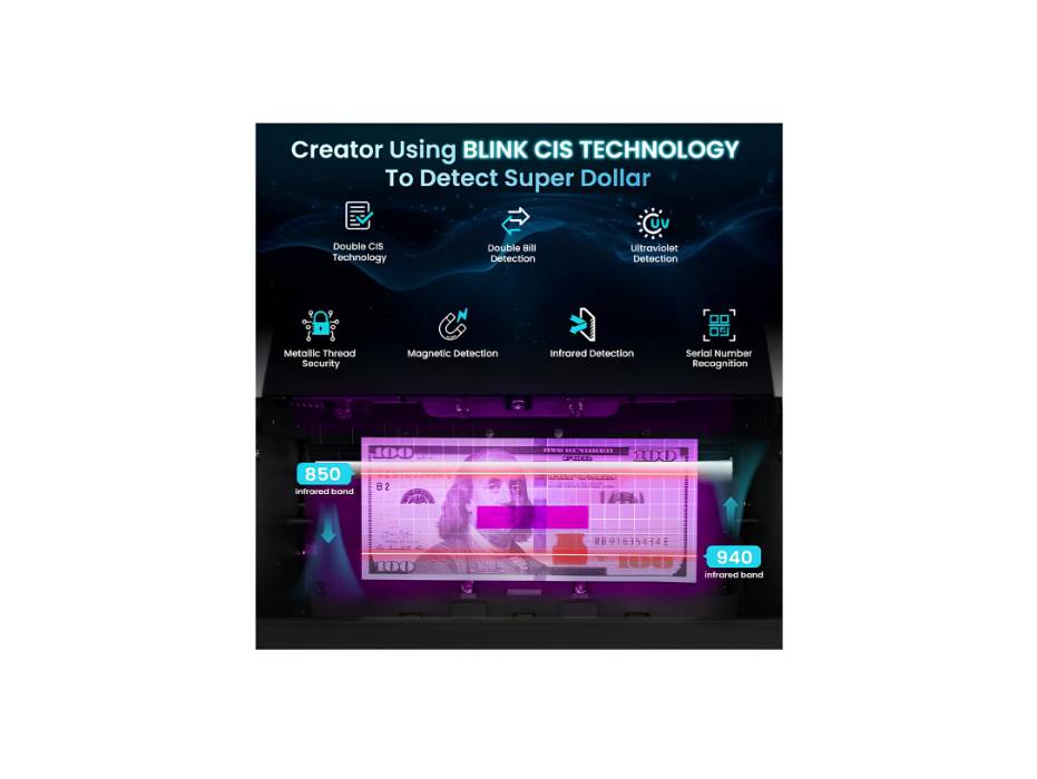 NUCOUN VS 75 Counting Machine with 1+1 Pocket Banknote Sorter