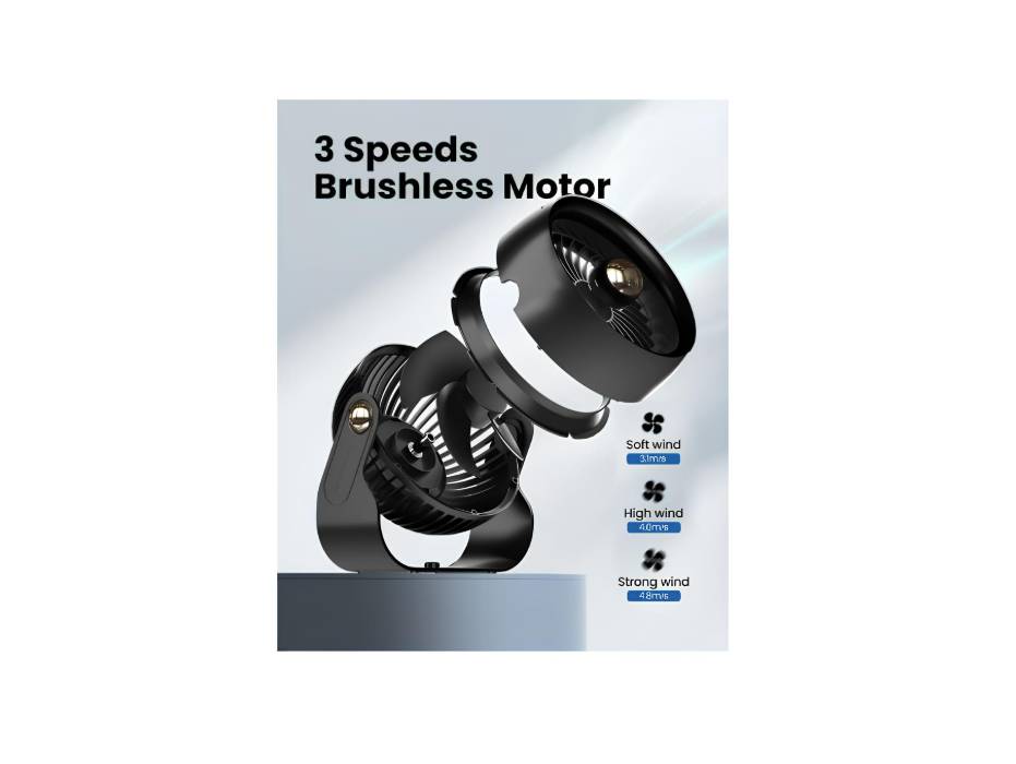 Portable Desk 270° Rotate Fan, 6 Inch, Quiet Air Circulator Fan, 3 Speeds with Strong Airflow