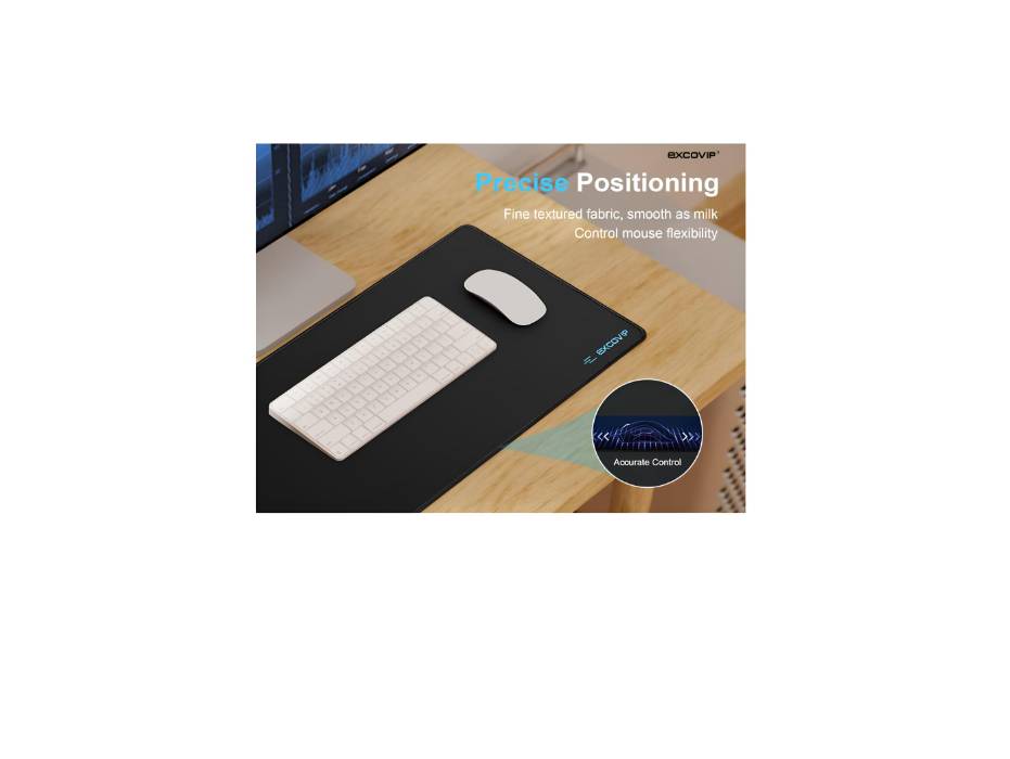 EXCOVIP Fabric Gaming Desk Pad For Computer & Laptop Keyboard Accessories, Non-Slip Black Stitched Edges (60cm x 30cm)