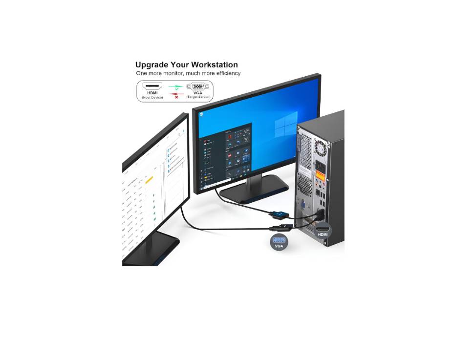 Benfei Gold-Plated HDMI to VGA Male to Female Adapter